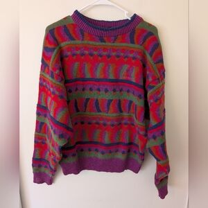 Le Coq Sportif Mens Medium Multicolor Crew Neck Sweater Grandpa Streetwear